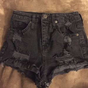Mossimo Supply Co High Waisted Black Ripped Shorts